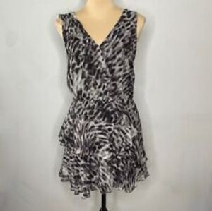 BCBGMaxAzria Leopard Print Ruffled Cocktail Silk Dress